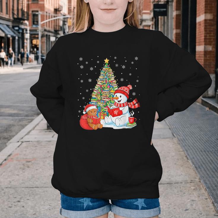 Book Christmas Tree Bookworm Gingerbread Man Snowman Reading Youth Crewneck Sweatshirt Book Christmas Tree Bookworm Gingerbread Man Snowman Reading Youth Crewneck Sweatshirt