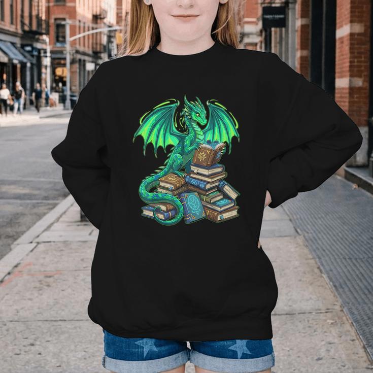 Book Dragon Reading Fantasy Youth Crewneck Sweatshirt