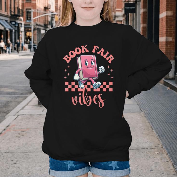 Book Fair Vibes School Librarian Retro 70s Reading Bookworm Youth Crewneck Sweatshirt Book Fair Vibes School Librarian Retro 70s Reading Bookworm Youth Crewneck Sweatshirt