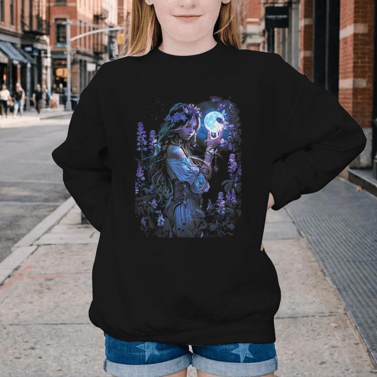 Book Fantasy Art Beautiful Elf Princess Fairy Youth Crewneck Sweatshirt Book Fantasy Art Beautiful Elf Princess Fairy Youth Crewneck Sweatshirt