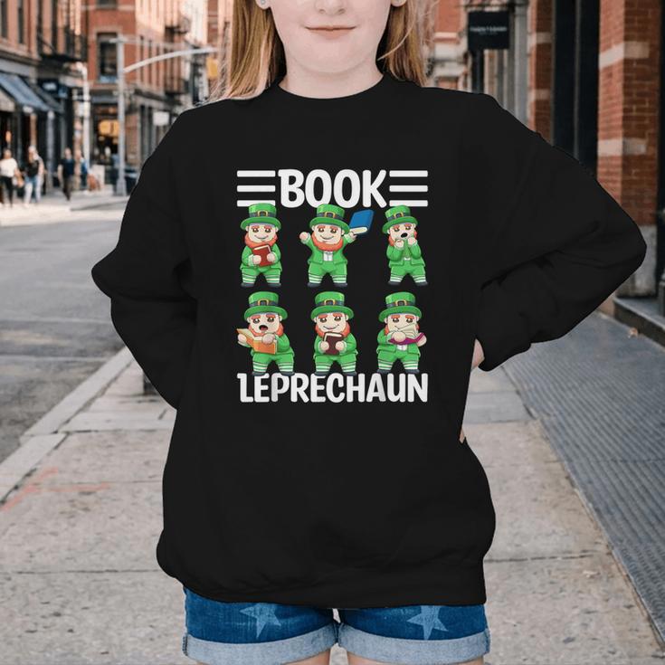 Book Leprechaun St Patrick's Day Library Librarian Reading Youth Crewneck Sweatshirt