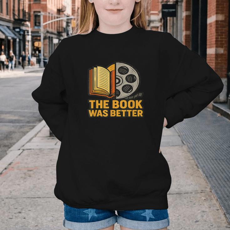 Book Love Scene The Book Was Better Bookworm Vibes Youth Crewneck Sweatshirt