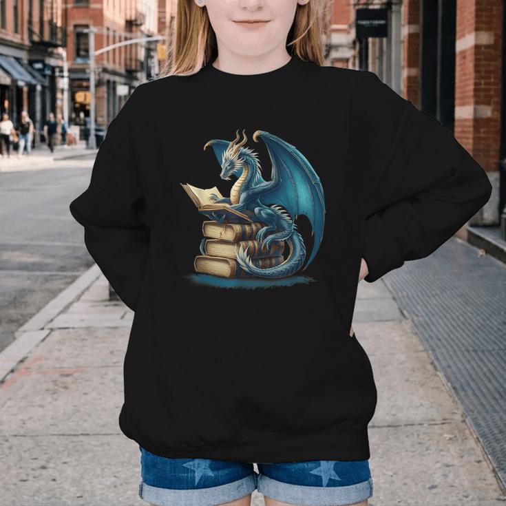 Book Lover Bookworm Reading Books Dragon Sci-Fi Character Youth Crewneck Sweatshirt Book Lover Bookworm Reading Books Dragon Sci-Fi Character Youth Crewneck Sweatshirt
