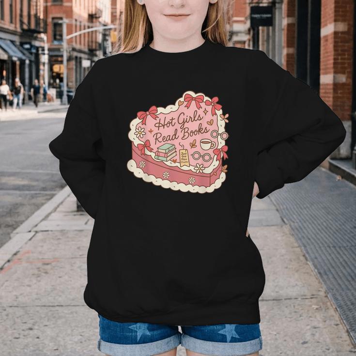 Book Lover Hot Girls Read Books Tee Youth Crewneck Sweatshirt