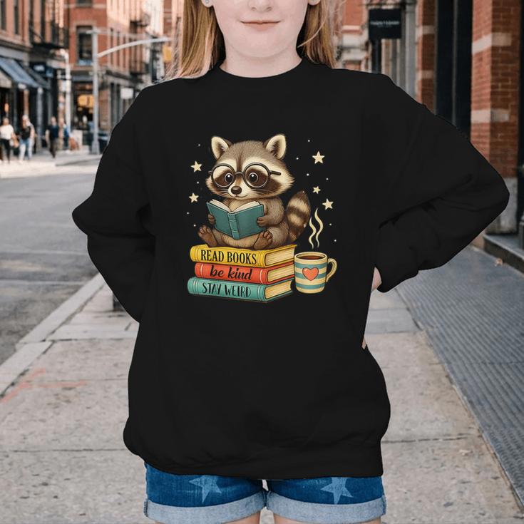 Book Lover Racoon Reading Bookish Library Read Books Be Kind Youth Crewneck Sweatshirt Book Lover Racoon Reading Bookish Library Read Books Be Kind Youth Crewneck Sweatshirt