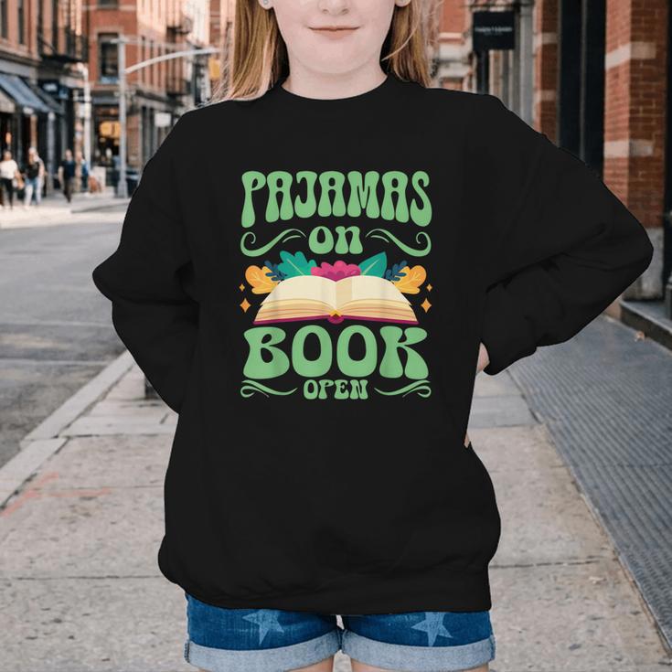 Book And Pajama Pajamas On Book Open Youth Crewneck Sweatshirt Book And Pajama Pajamas On Book Open Youth Crewneck Sweatshirt