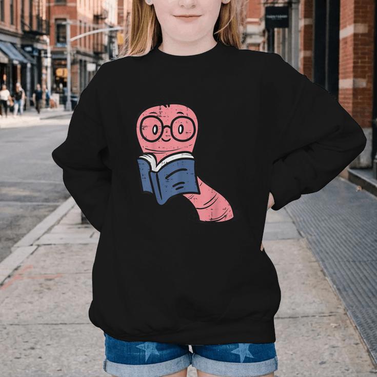 Book Worm Pun Read Reading Librarian America Men Women Kids Youth Crewneck Sweatshirt