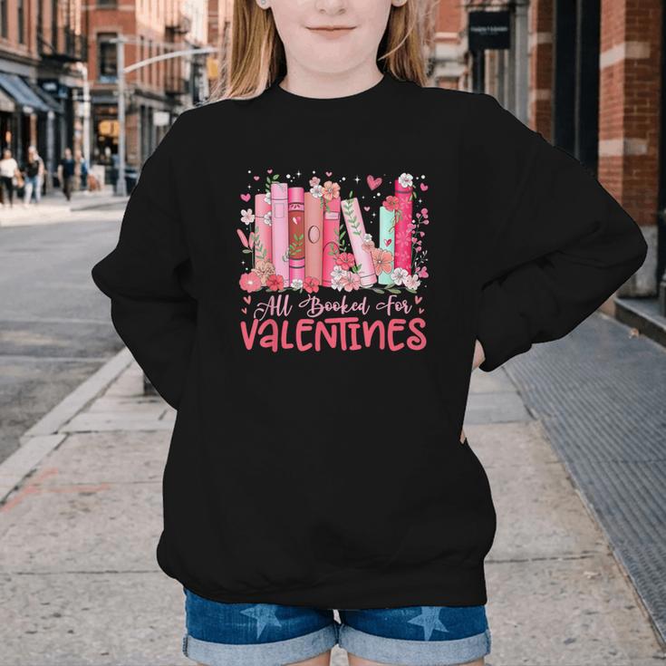 All Booked For Valentine Book Reading Women Girl Teacher Youth Crewneck Sweatshirt