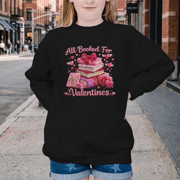 All Booked Valentine's Girly Teacher Coquette Love Youth Crewneck Sweatshirt