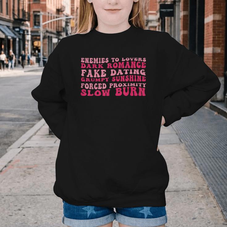 Bookish Romance Tropes Book Club Reader Spicy Book Lover Youth Crewneck Sweatshirt