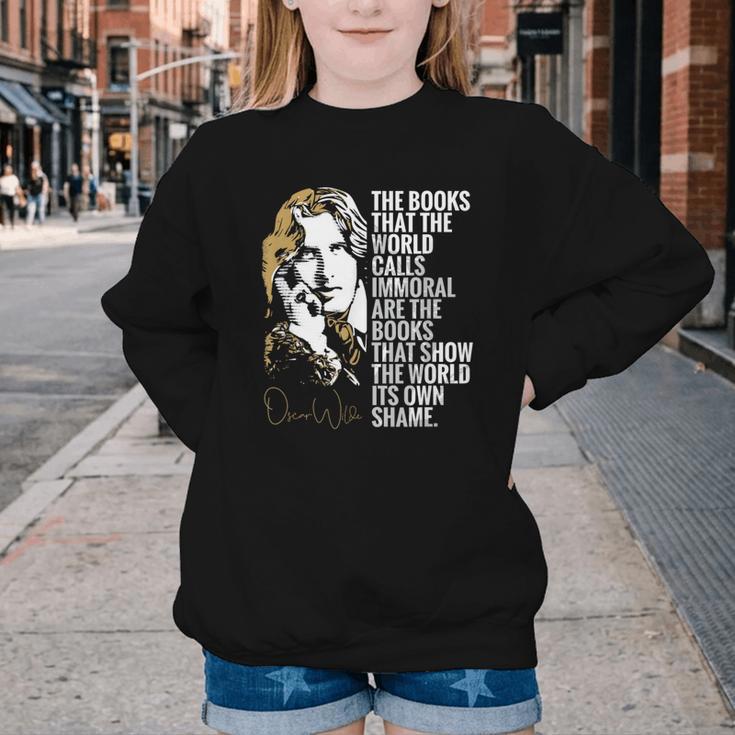 Books Called Immoral World's Shame Dorian Gray Oscar Wilde Youth Crewneck Sweatshirt