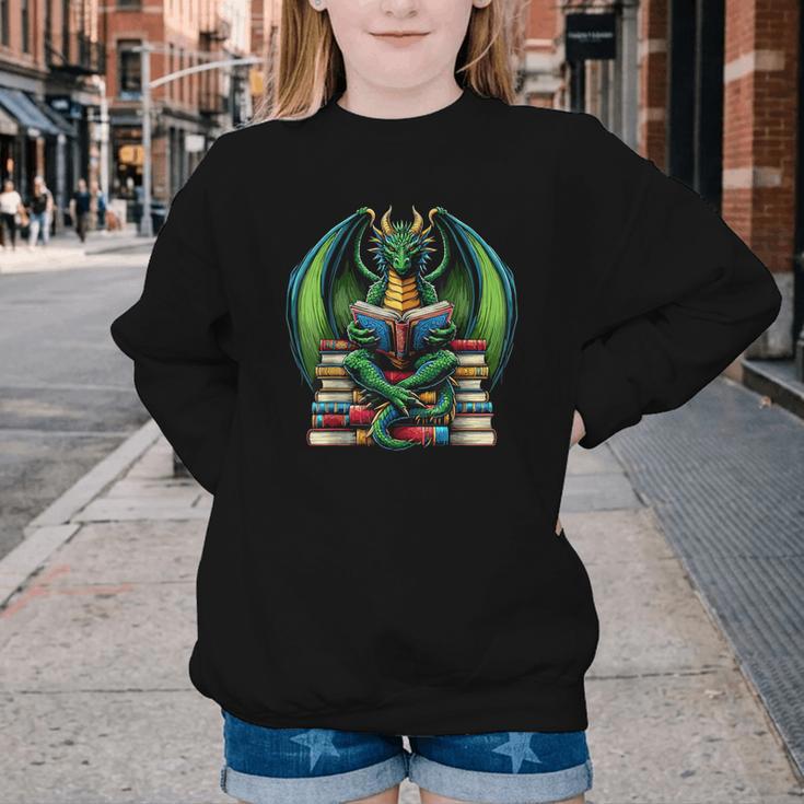 Books Dragon Reading Book Youth Crewneck Sweatshirt Books Dragon Reading Book Youth Crewneck Sweatshirt