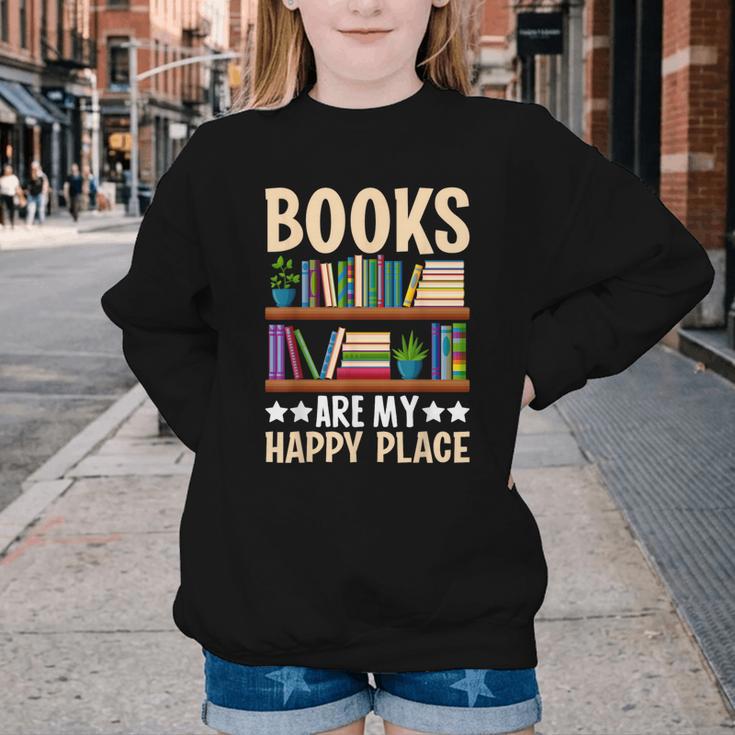 Books Are My Happy Place Youth Crewneck Sweatshirt Books Are My Happy Place Youth Crewneck Sweatshirt