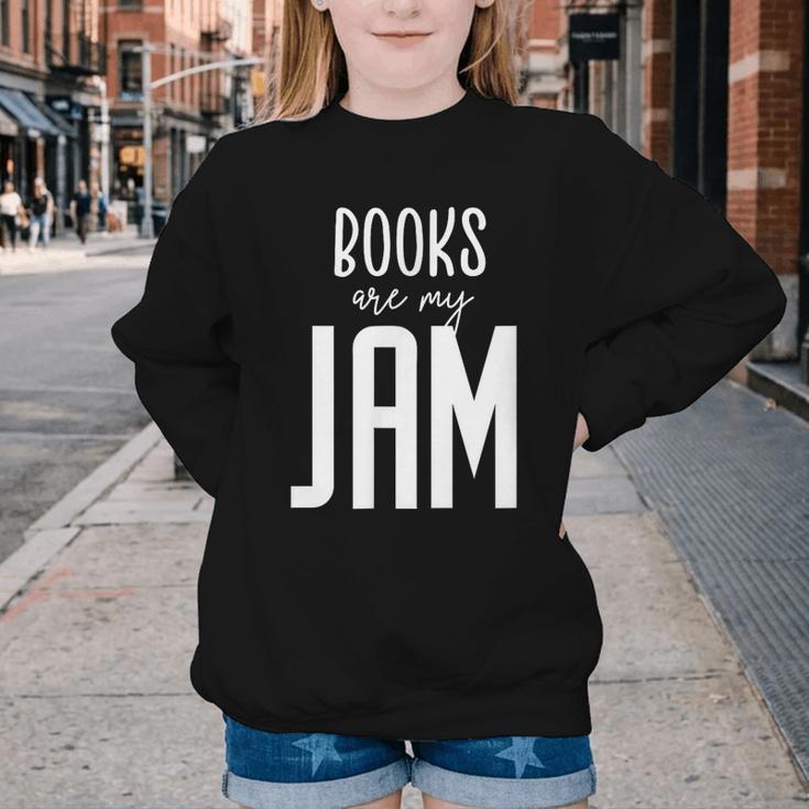 Books Are My Jam Graphic For Introverts Youth Crewneck Sweatshirt