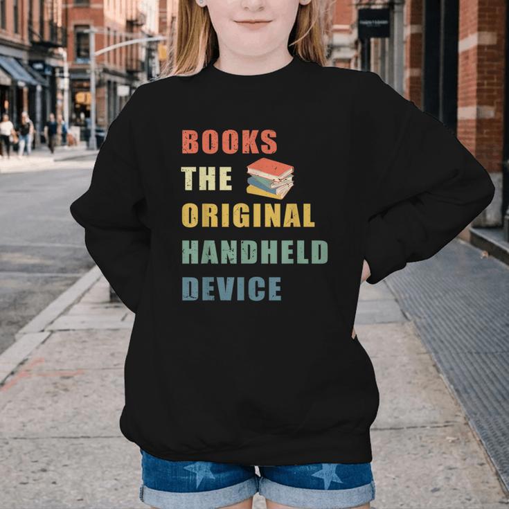 Books The Original Handheld Device Vintage Book Youth Crewneck Sweatshirt