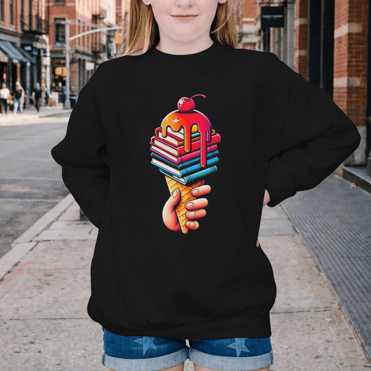 Books Reading Ice Cream Youth Crewneck Sweatshirt