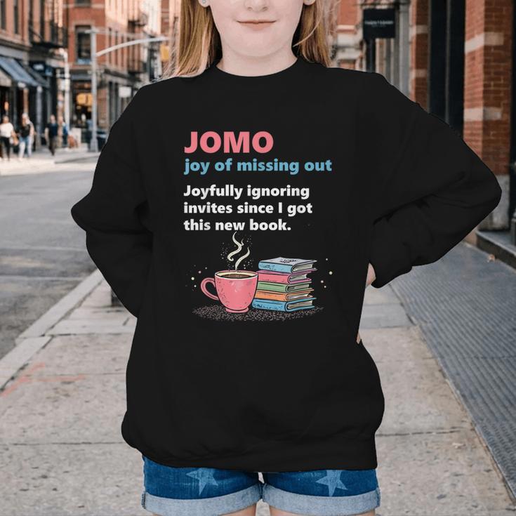 Books Saying JOMO Joy Of Missing Out For Bookworms Youth Crewneck Sweatshirt