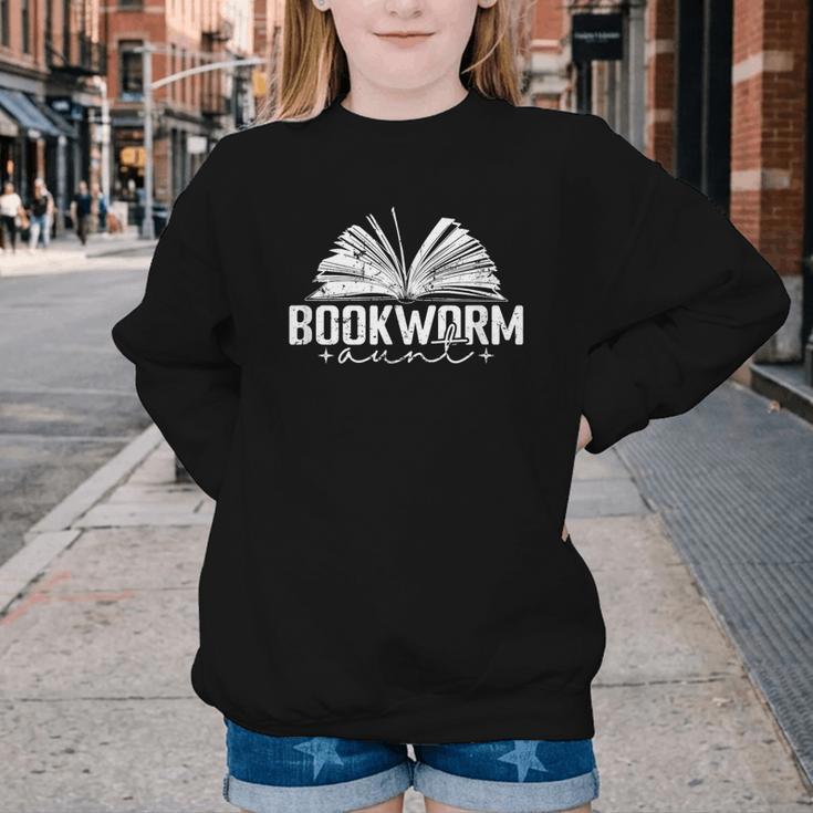 Bookworm Aunt Reading Lover Youth Crewneck Sweatshirt