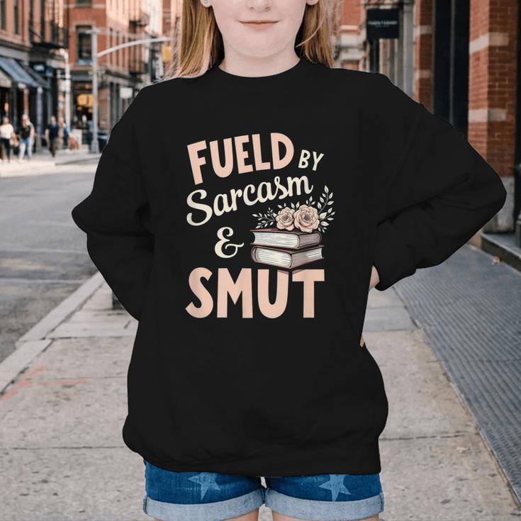 Bookworm Fueled By Sarcasm And Smut Book Reading Youth Crewneck Sweatshirt