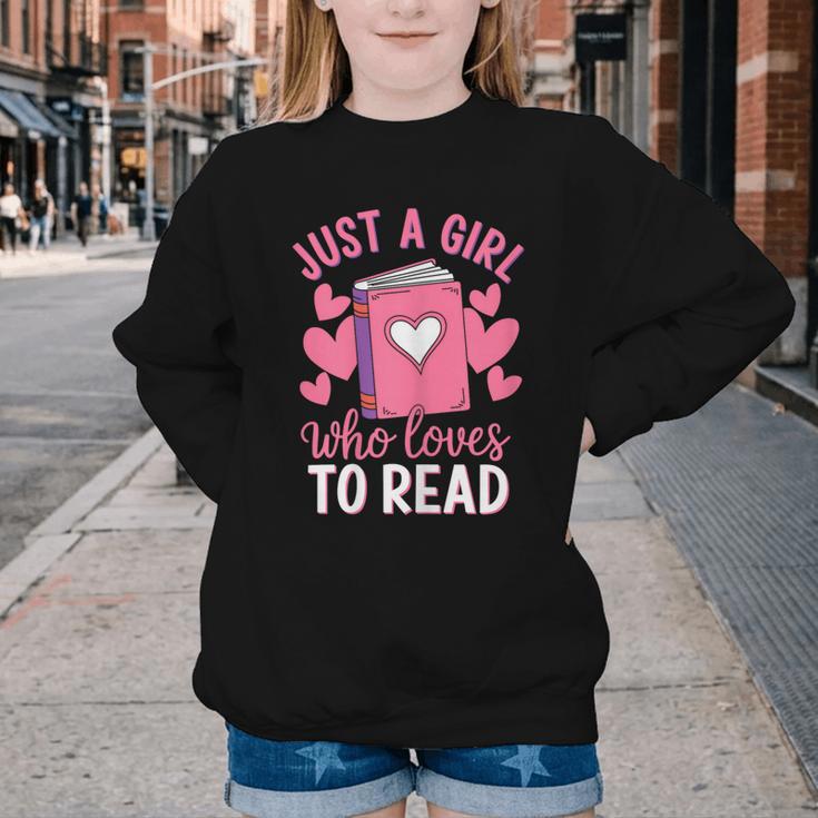 Bookworm Just A Girl Who Loves To Read Youth Crewneck Sweatshirt