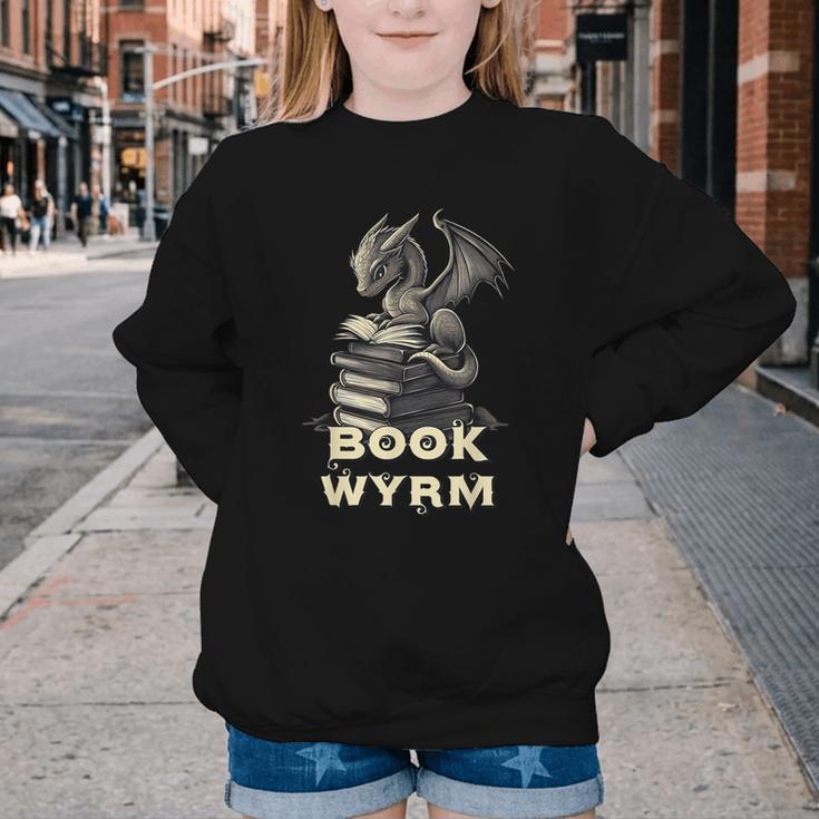 Bookwyrm Dragon Fantasy Bookish Fairytale Book Lover Youth Crewneck Sweatshirt