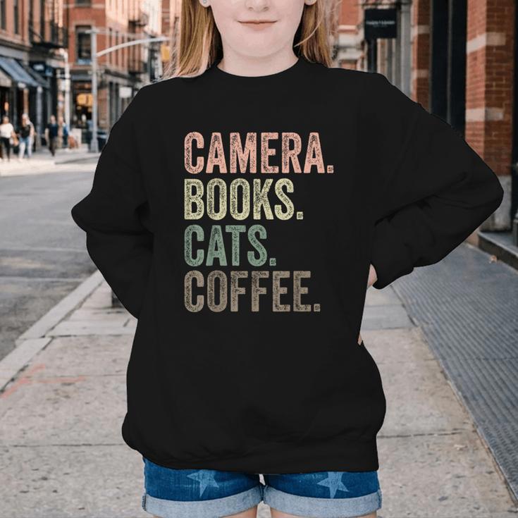 Camera Books Cats And Coffee Lover Photography Men Women Youth Crewneck Sweatshirt Camera Books Cats And Coffee Lover Photography Men Women Youth Crewneck Sweatshirt