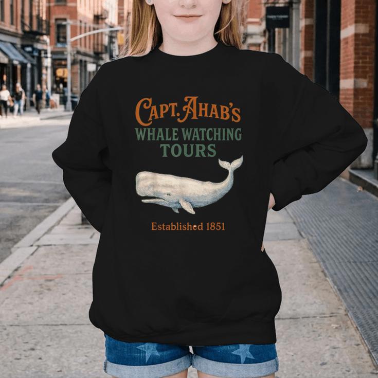 Captain Ahab’s Whale Watching Tours – Moby Book Parody Youth Crewneck Sweatshirt Captain Ahab’s Whale Watching Tours – Moby Book Parody Youth Crewneck Sweatshirt
