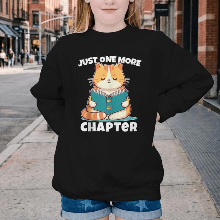 Cat Reading Books Bookworm Read One More Chapter Youth Crewneck Sweatshirt