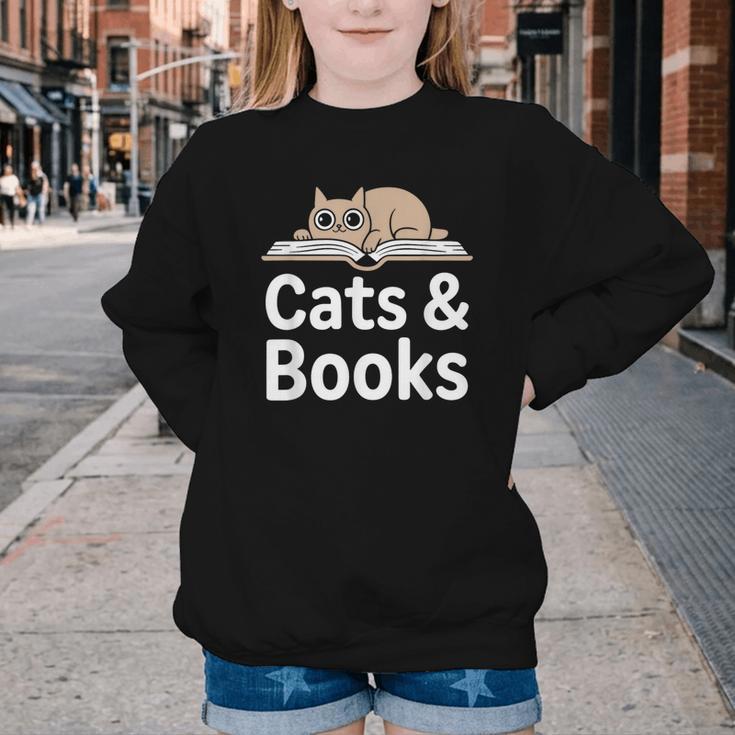 Cats And Books Youth Crewneck Sweatshirt