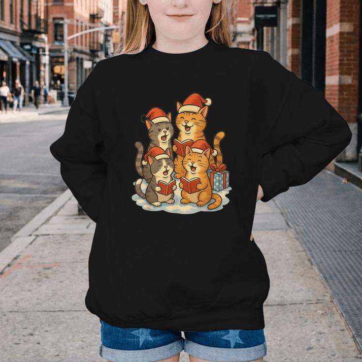 Cats Reading Books Christmas Tree Youth Crewneck Sweatshirt Cats Reading Books Christmas Tree Youth Crewneck Sweatshirt