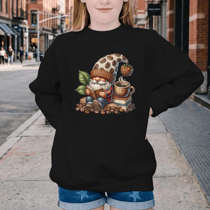 Coffee And Book Reading Accessories For Book Lovers Gnome Youth Crewneck Sweatshirt