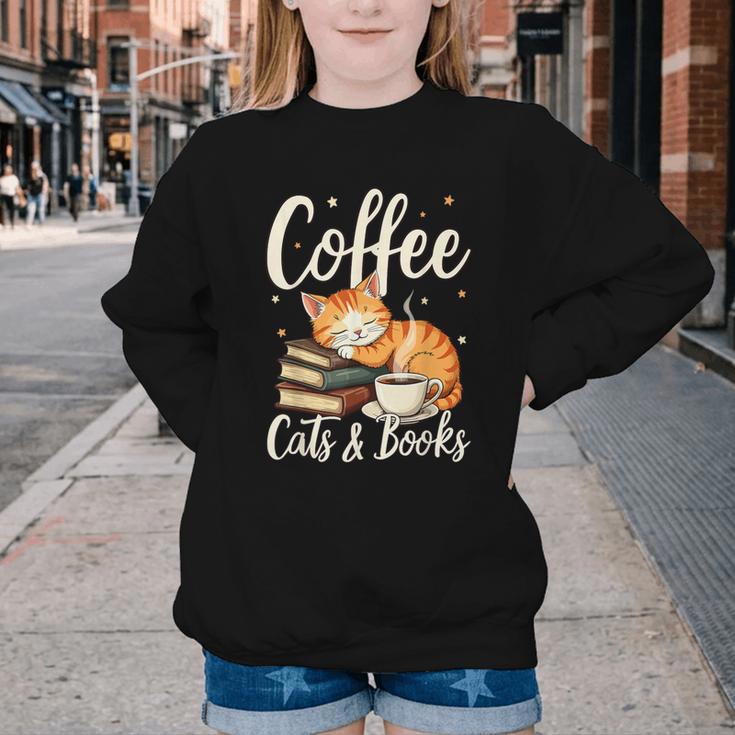 Coffee Cats And Books Lover For Women & Men Coffee Youth Crewneck Sweatshirt Coffee Cats And Books Lover For Women & Men Coffee Youth Crewneck Sweatshirt