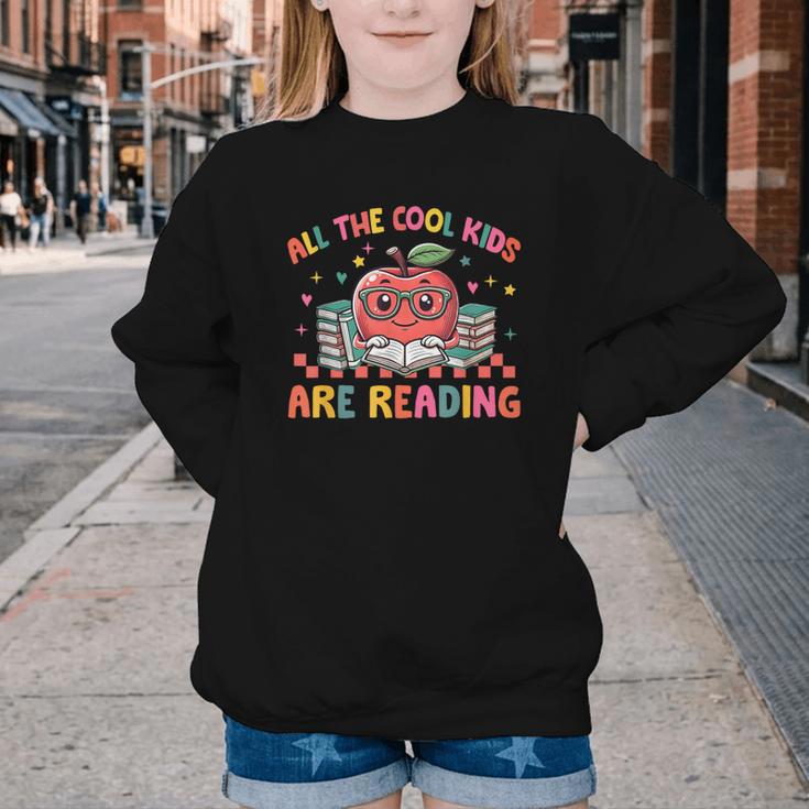 All The-Cool Kids Are Reading Book Lover Librarian Bookworm Youth Crewneck Sweatshirt All The-Cool Kids Are Reading Book Lover Librarian Bookworm Youth Crewneck Sweatshirt
