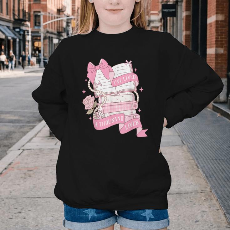 Coquette Reading Book Lover Pink Bow Bookish Mom & Daughter Youth Crewneck Sweatshirt Coquette Reading Book Lover Pink Bow Bookish Mom & Daughter Youth Crewneck Sweatshirt