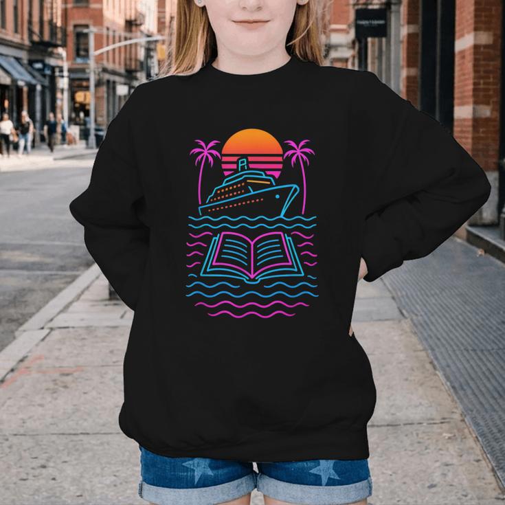 Cruise Ship Vacations Reading Book Lovers Sunset Youth Crewneck Sweatshirt