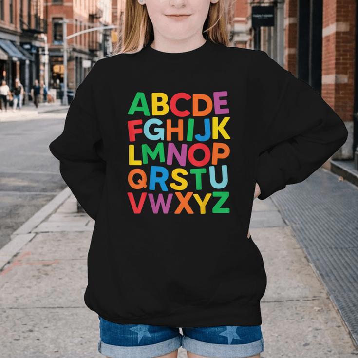 Cute ABCs Shirt Alphabet Colorful Letters Reading Books Kids Youth Crewneck Sweatshirt