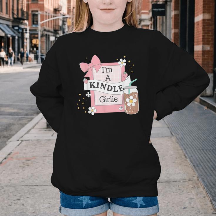 Cute Bookish Kindle Girlie Nerdy Read Book Lover Girl Women Youth Crewneck Sweatshirt
