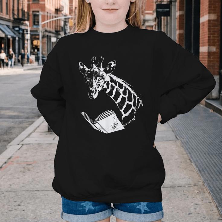 Cute Giraffe Wear Glasses Reading Book Librarian Bookworm Youth Crewneck Sweatshirt Cute Giraffe Wear Glasses Reading Book Librarian Bookworm Youth Crewneck Sweatshirt