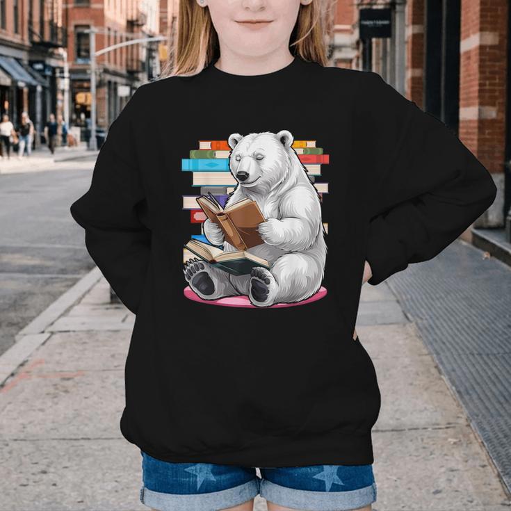 Cute Polar Bear Is Reading a Book Reading Polar Bear Youth Crewneck Sweatshirt Cute Polar Bear Is Reading a Book Reading Polar Bear Youth Crewneck Sweatshirt