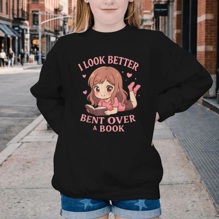 Cute Reading Outfit Book Lover Tee For Women Who Read Youth Crewneck Sweatshirt