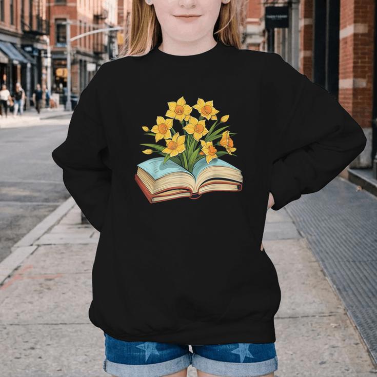 Daffodils Flowers Book Floral Youth Crewneck Sweatshirt