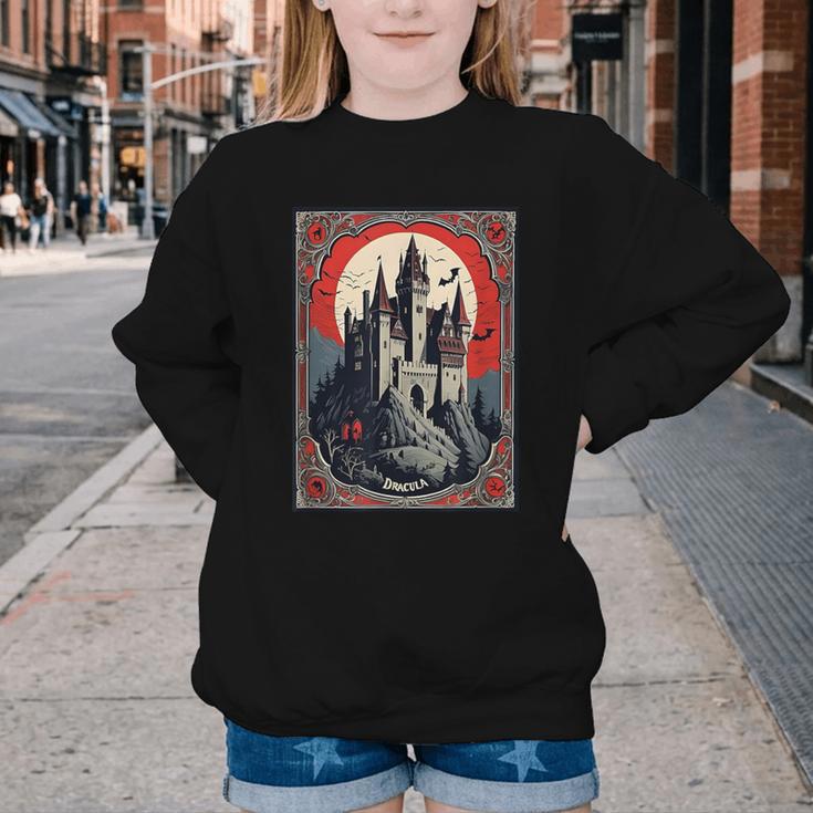 Dracula's Castle Book Cover Illustration Youth Crewneck Sweatshirt