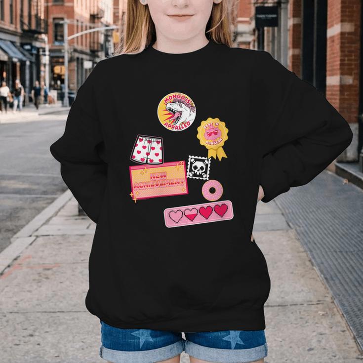Dungeon Crawler Carl Colorful Sticker Collage LitRPG Book Youth Crewneck Sweatshirt Dungeon Crawler Carl Colorful Sticker Collage LitRPG Book Youth Crewneck Sweatshirt