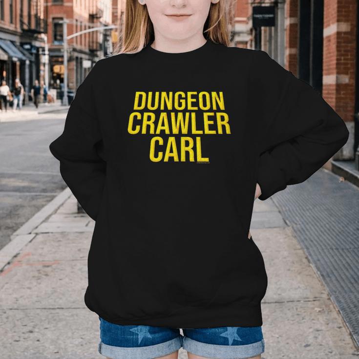 Dungeon Crawler Carl Yellow Text Logo LitRPG Series Book Youth Crewneck Sweatshirt Dungeon Crawler Carl Yellow Text Logo LitRPG Series Book Youth Crewneck Sweatshirt