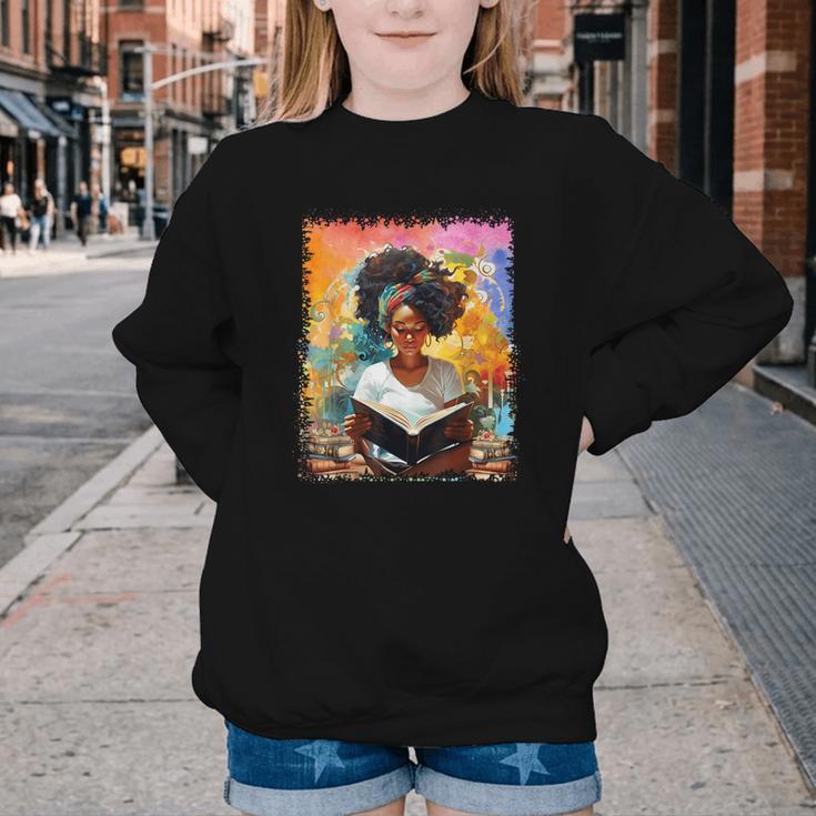 Educated Afro Girl Reading Book Lover History Month Youth Crewneck Sweatshirt Educated Afro Girl Reading Book Lover History Month Youth Crewneck Sweatshirt