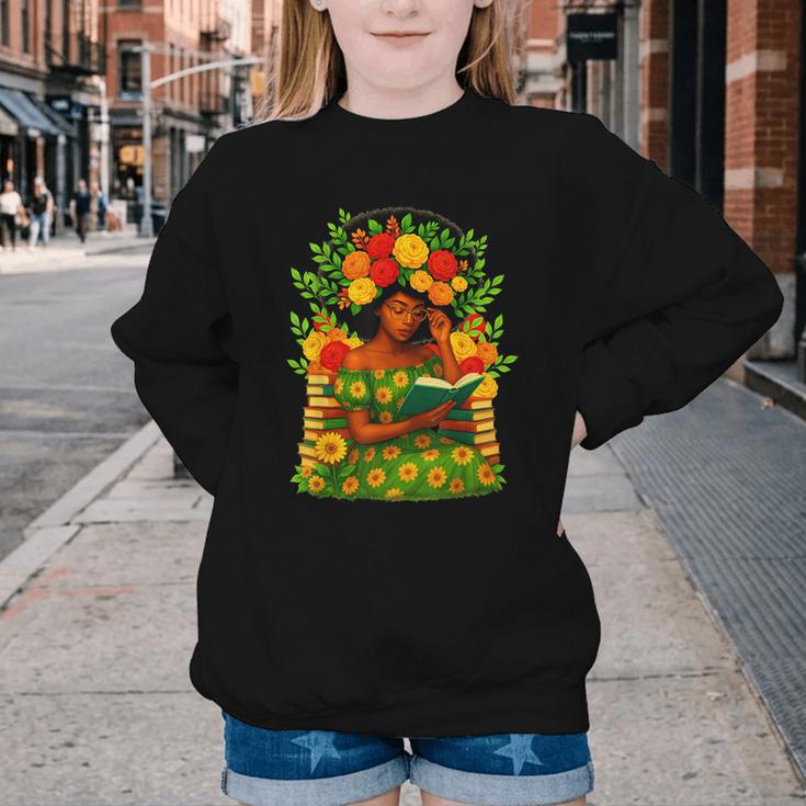 Educated Women Girls Reading Book Black History Month Youth Crewneck Sweatshirt