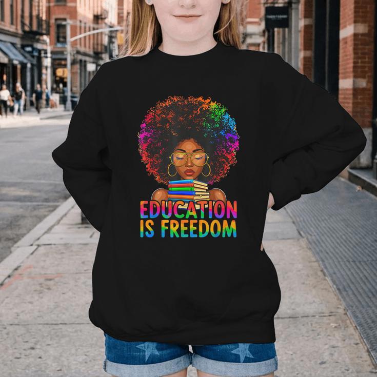 Education Is Freedom Teacher Books History Month Youth Crewneck Sweatshirt