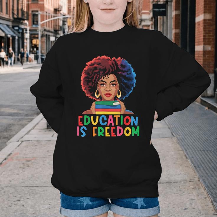 Education Is Freedom History Girl Women Book Lover Youth Crewneck Sweatshirt