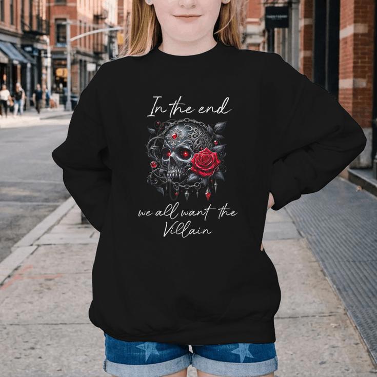 In The End We All Want The Villain Smutty Book Dark Romance Youth Crewneck Sweatshirt