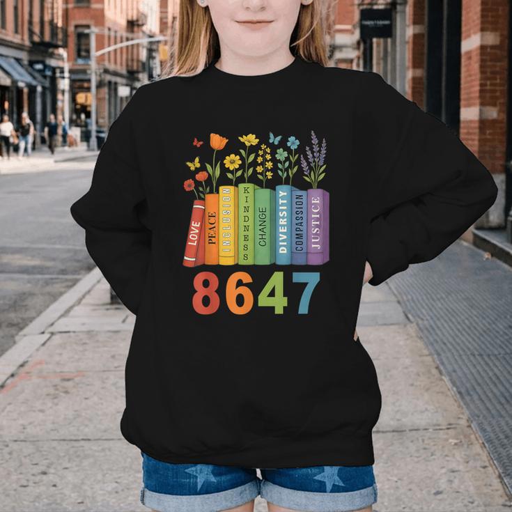 Equal Rights Book Flower Resist 86 47 Feminist Women Rights Youth Crewneck Sweatshirt